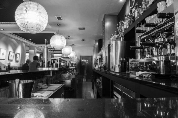 Cafe bar black and white ligts